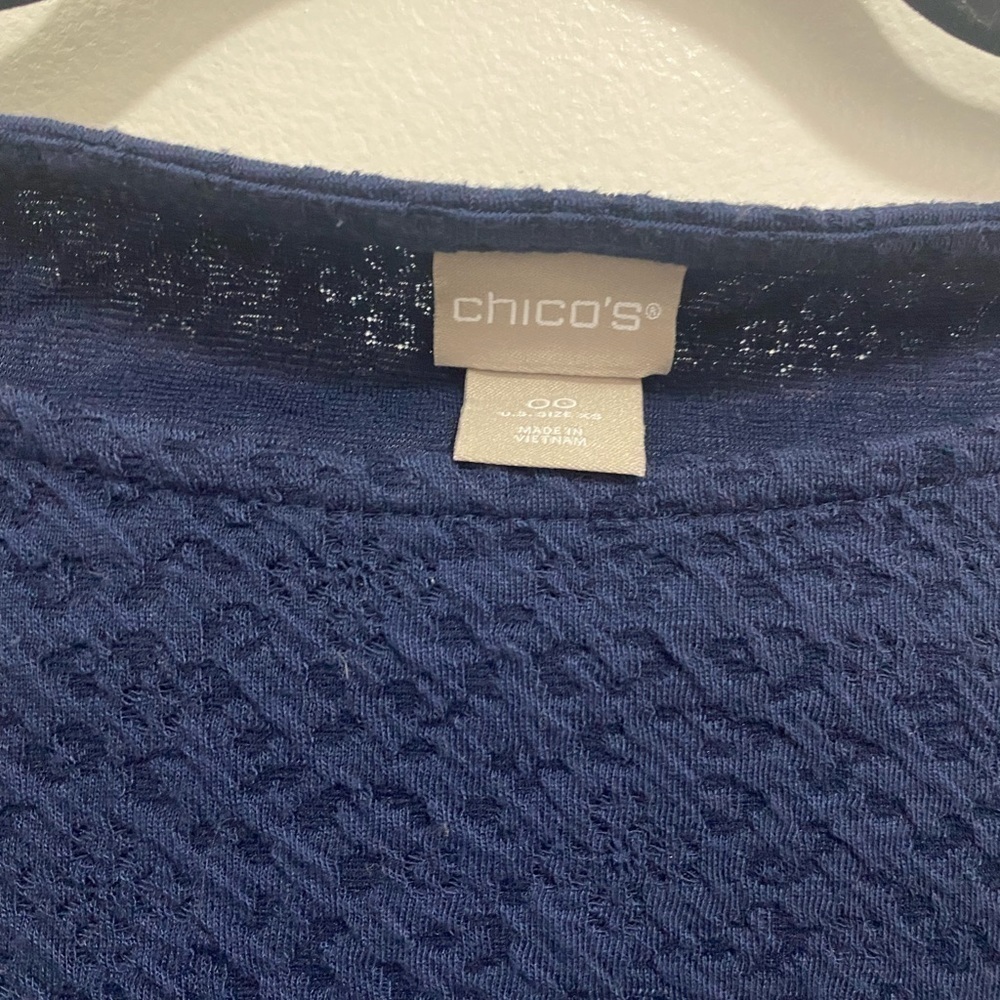 Chico’s Burnout Navy Tunic Top - Picture 2 of 5